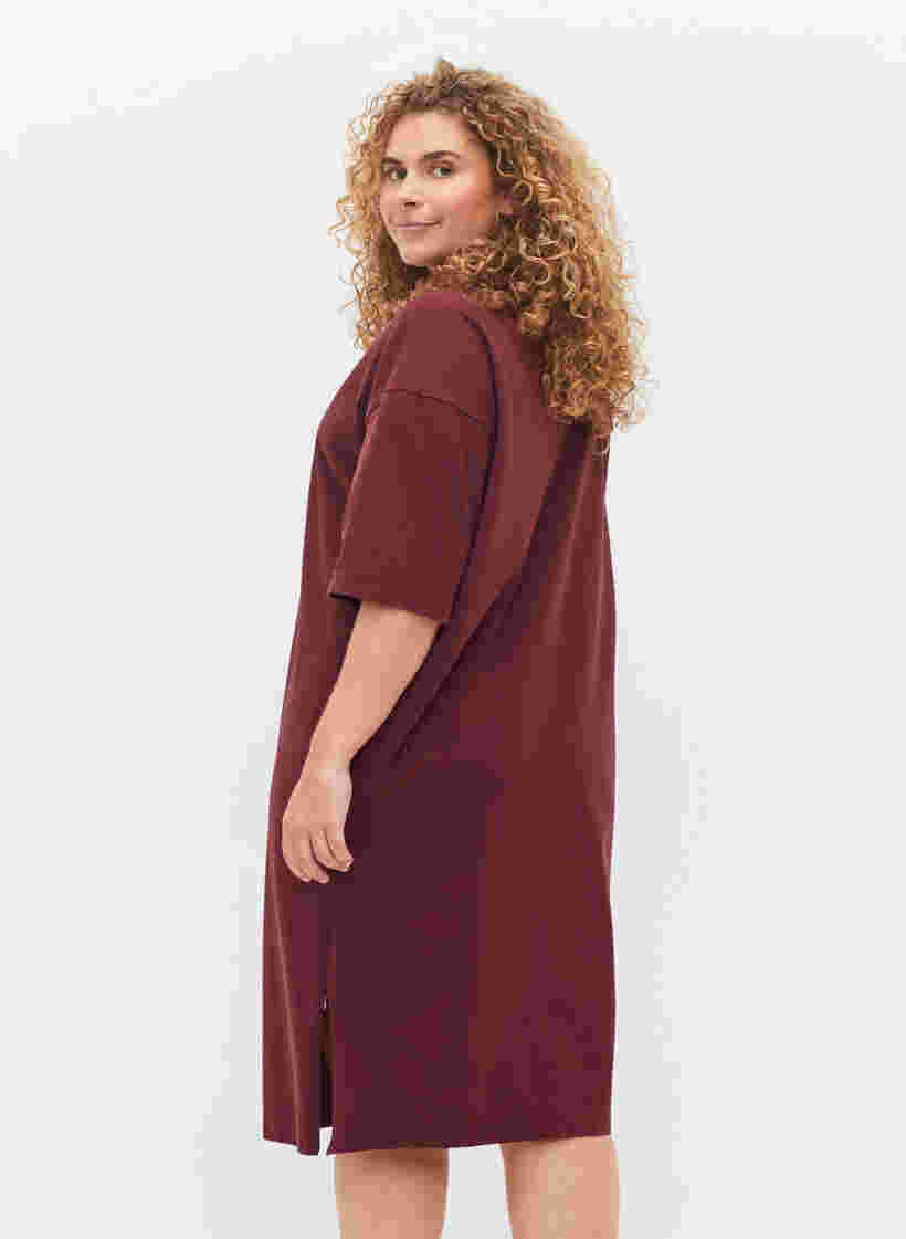 Katoenen jurk met korte mouwen en splitjes, Port Royal, Model image number 1