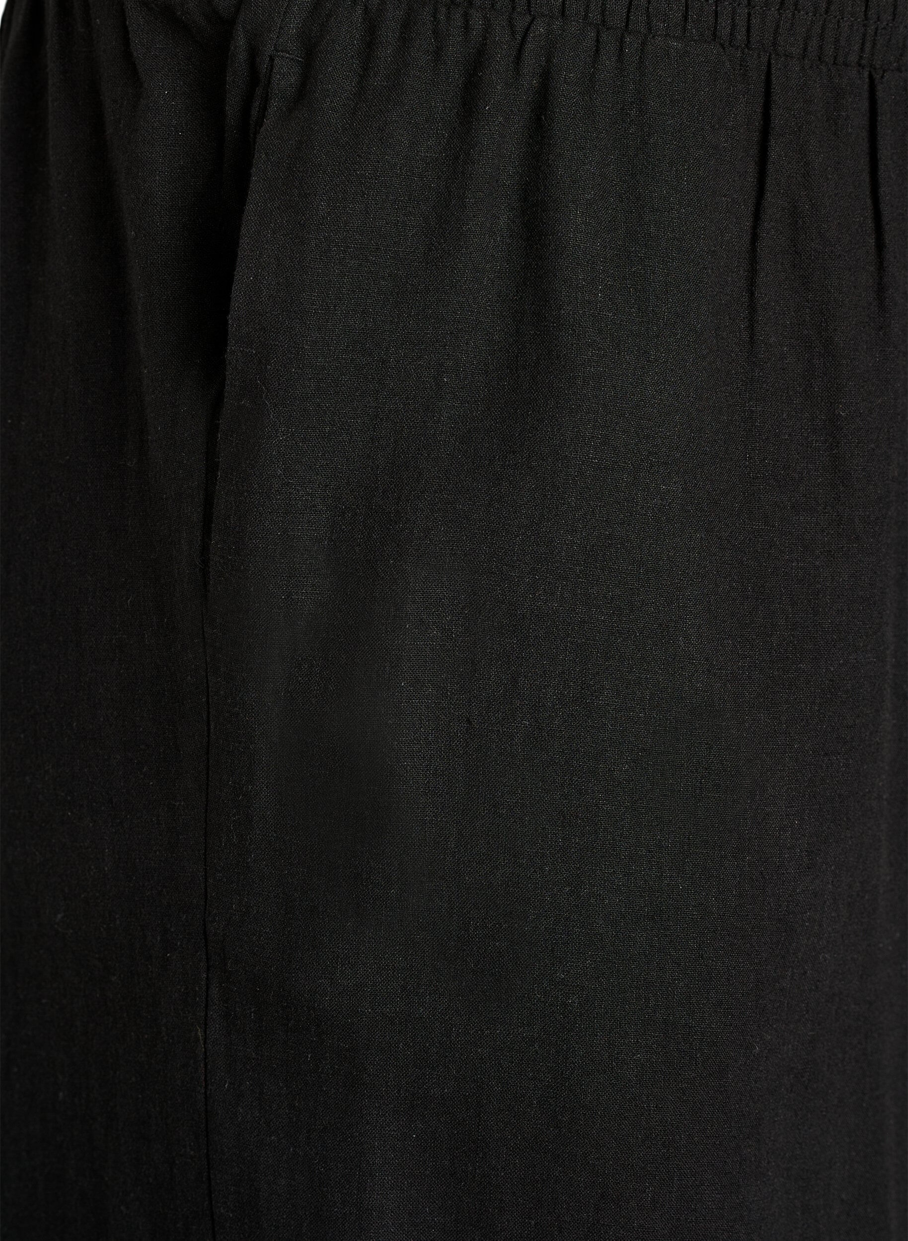 ZizziWijde linnen en viscose broek, Zwart, Packshot image number 2