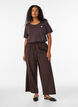 Corduroy broek met wijde pijpen en een hoge taille, Bruin, Model image number 0