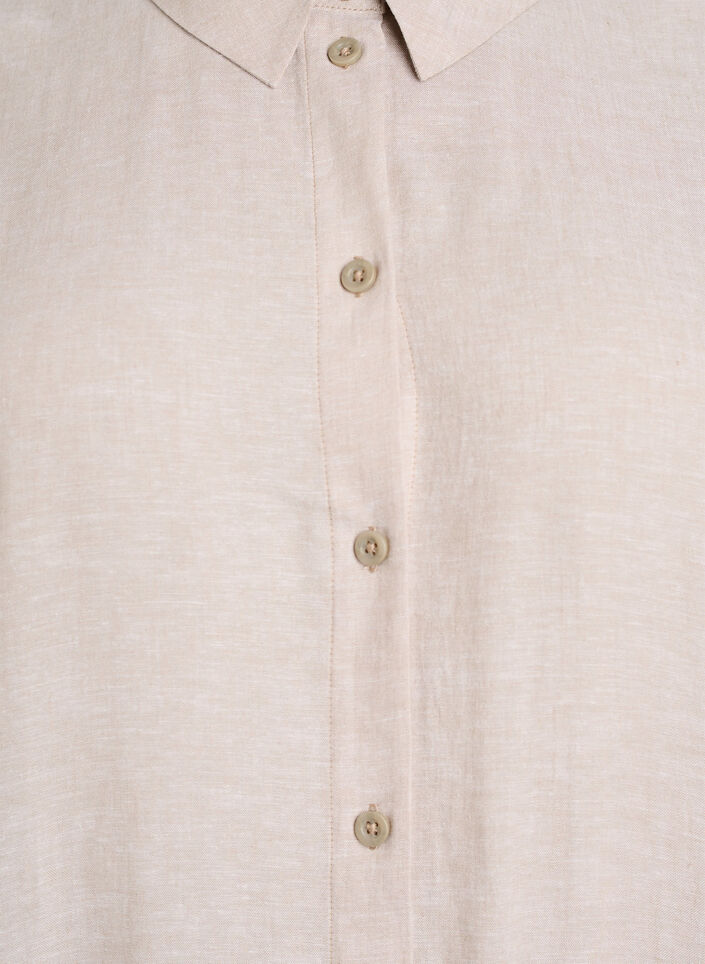 Shirtjurk in linnen en viscose met korte mouwen, Beige, Packshot image number 2