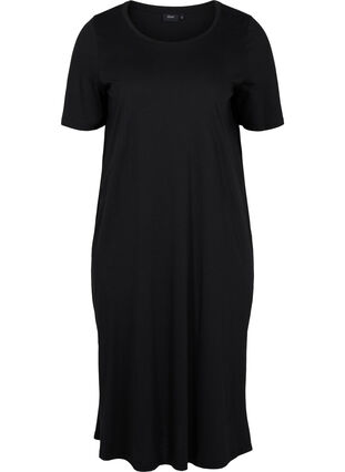 Katoenen t-shirt jurk met 2/4 mouwen, Black, Packshot image number 0