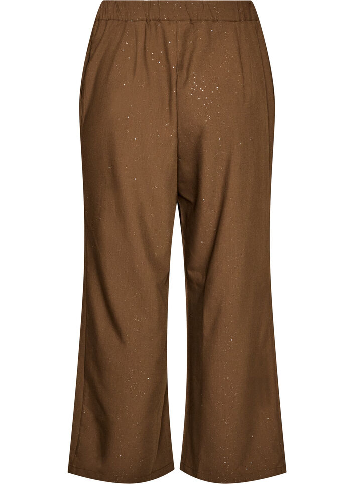 Broek met glitter en wijde pijpen, Bruin, Packshot image number 1