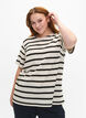 Blouse met korte mouwen en contrastkleurige strepen, Sand Black Stripe, Model image number 0