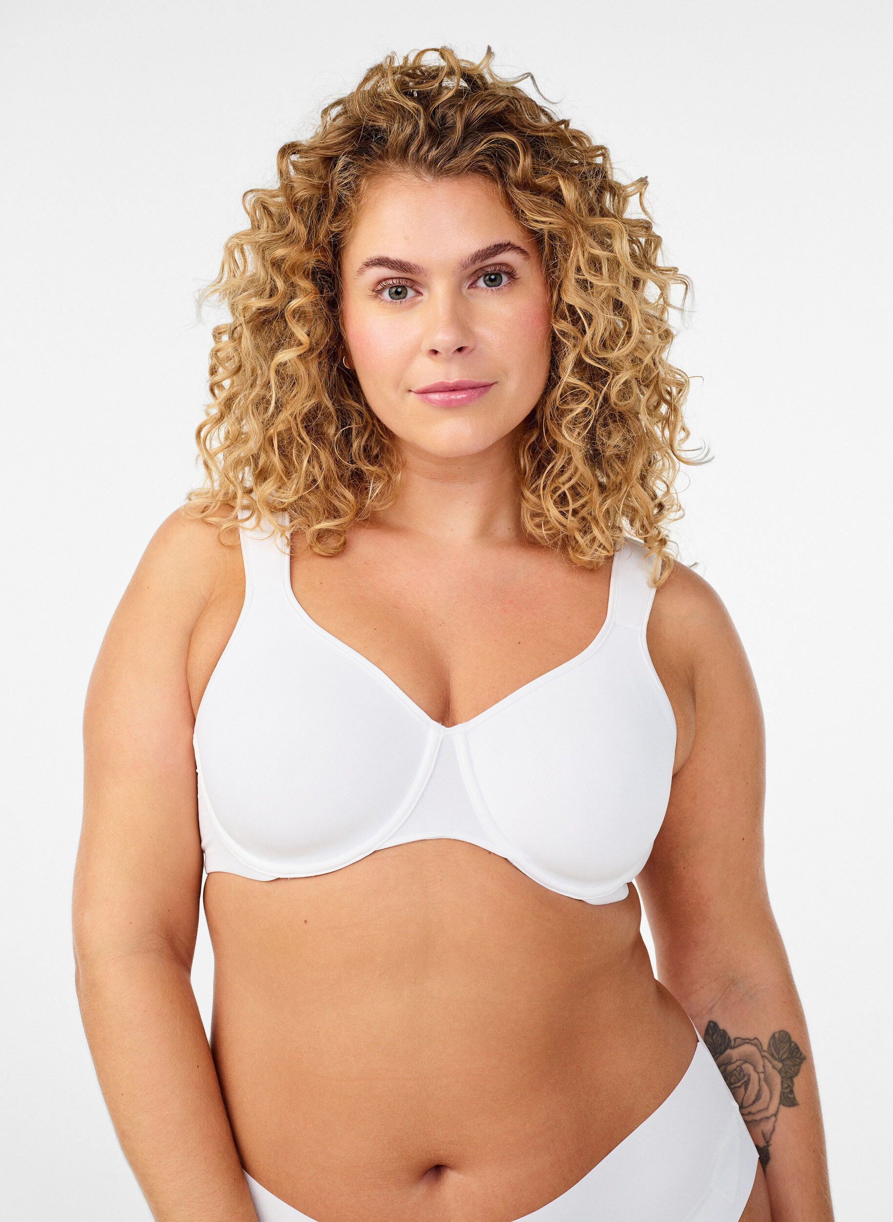 Minimizer-bh met gewatteerde bandjes, Wit, Model