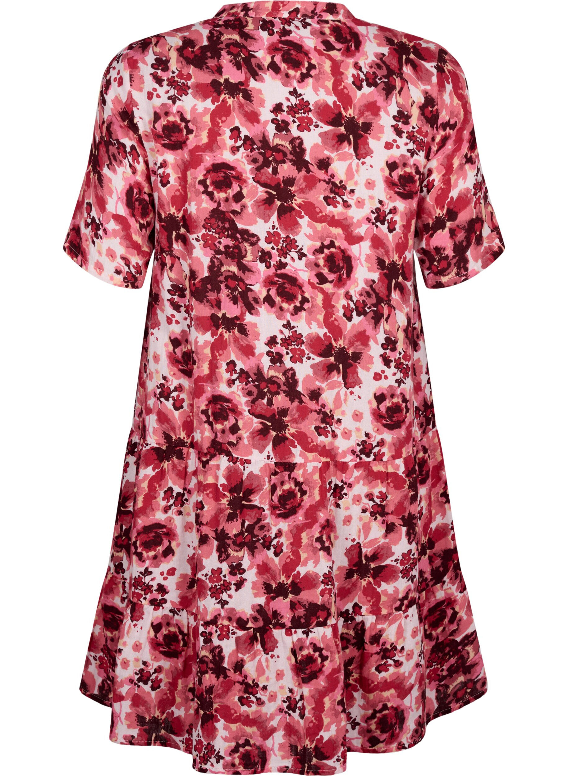 Zizzi Katoenen jurk met bloemenprint, Pink AOP Flower, Packshot image number 1
