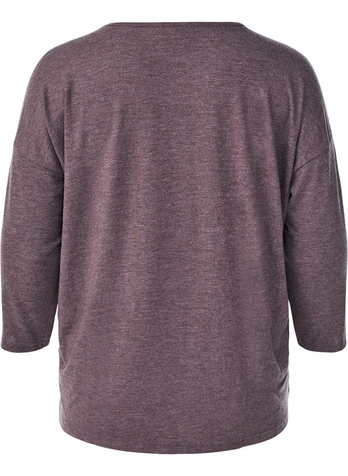 Jersey blouse met 3/4 mouwen, Bruin, Packshot image number 1