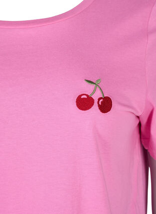 Katoenen T-shirt met geborduurde kers, Roseb. W. CherryEMB., Packshot image number 2