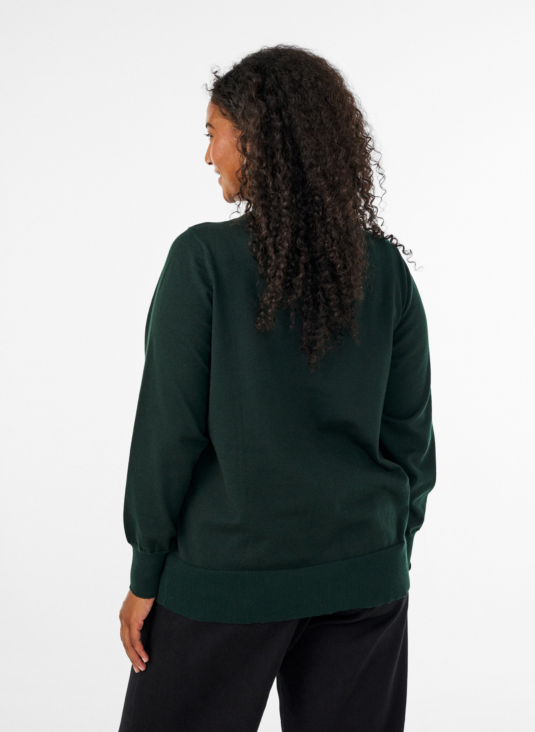 ZizziFijngebreide cardigan met ronde hals, Groen, Model image number 2