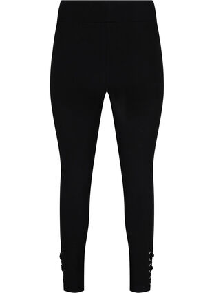 Effen gekleurde legging met kanten detail, Black, Packshot image number 1