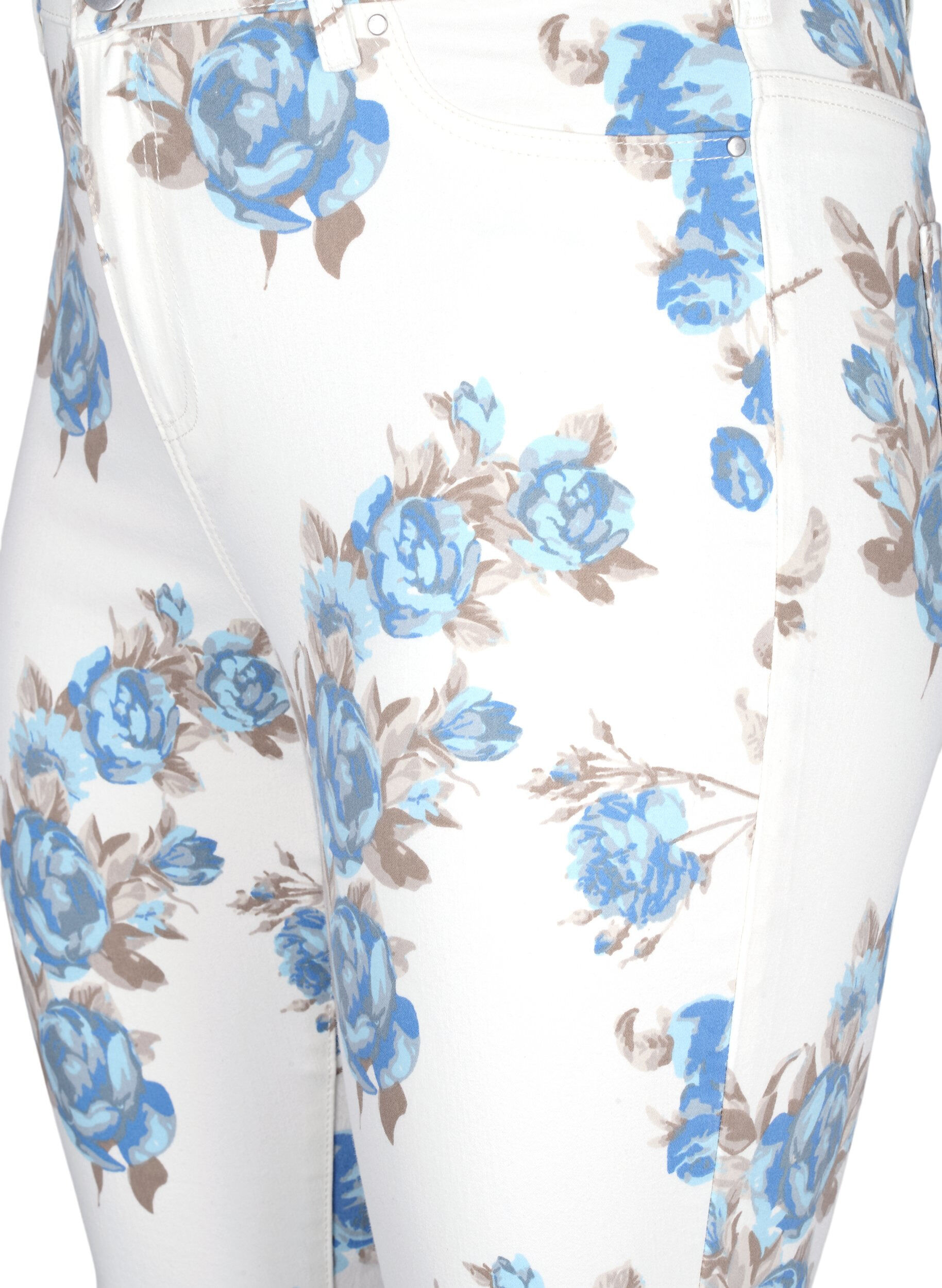 Zizzi Superslanke Amy jeans met bloemenprint, Wit, Packshot image number 2