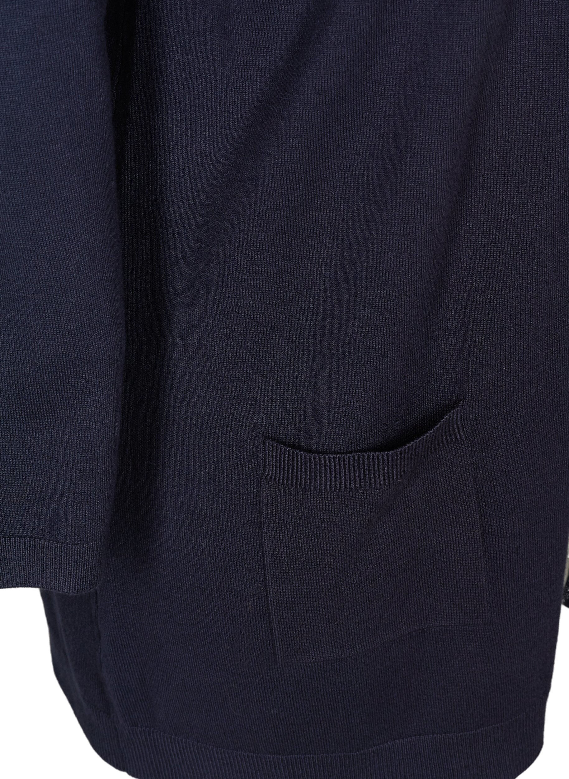 ZizziLang gebreid vest in viscosemix, Blauw, Packshot image number 3
