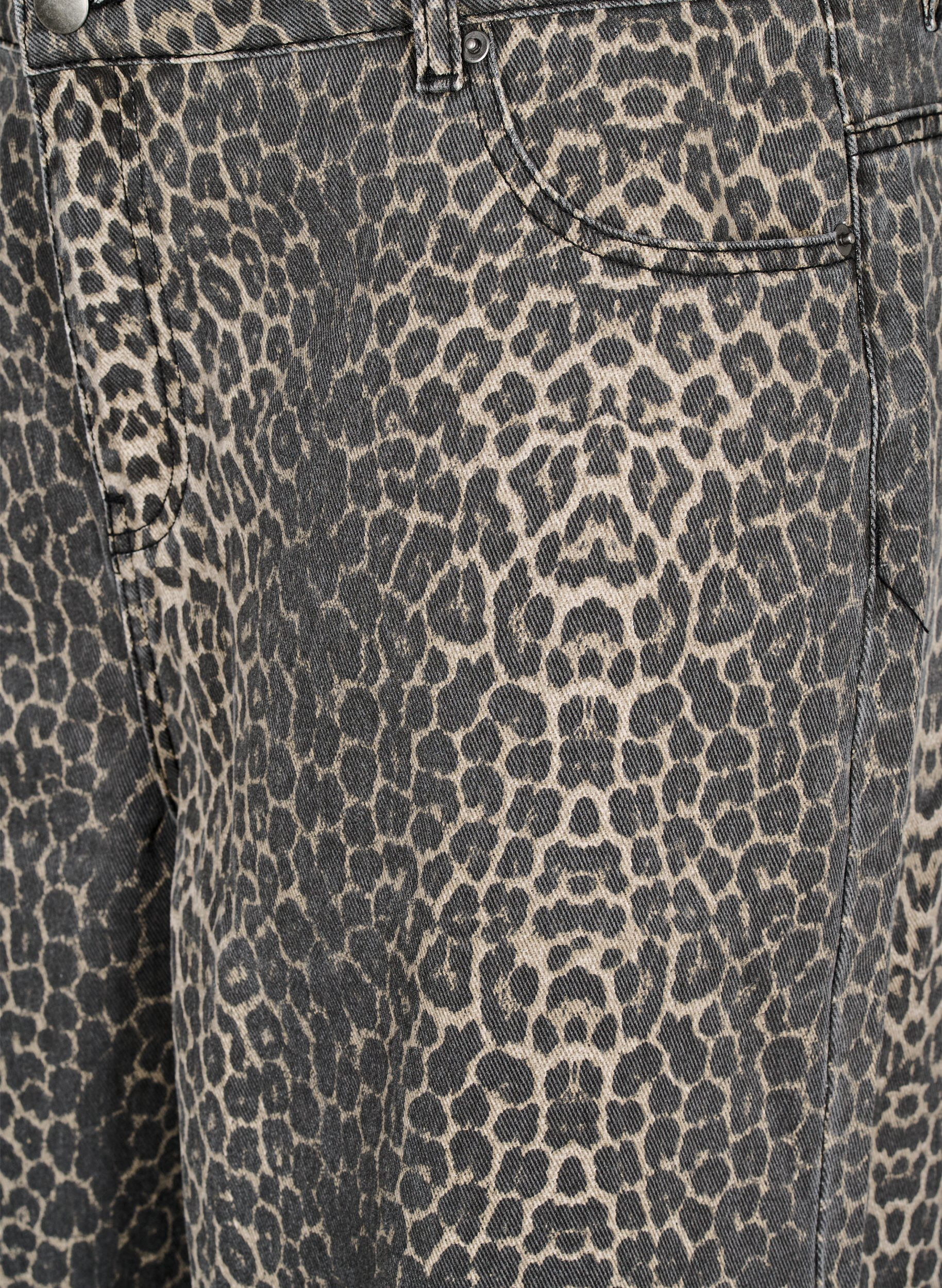 Zizzi Luipaardprint denim bermuda shorts, Bruin, Packshot image number 2