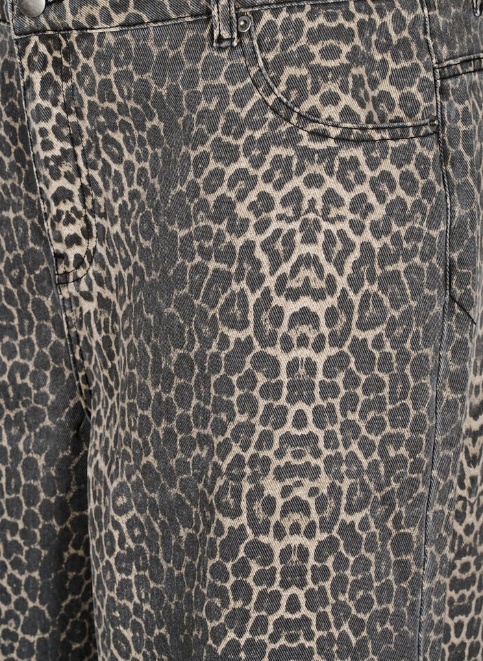 Luipaardprint denim bermuda shorts, Bruin, Packshot image number 2
