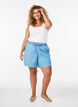 Denim-look shorts met een elastische tailleband en trekkoord, Blauw, Model image number 1