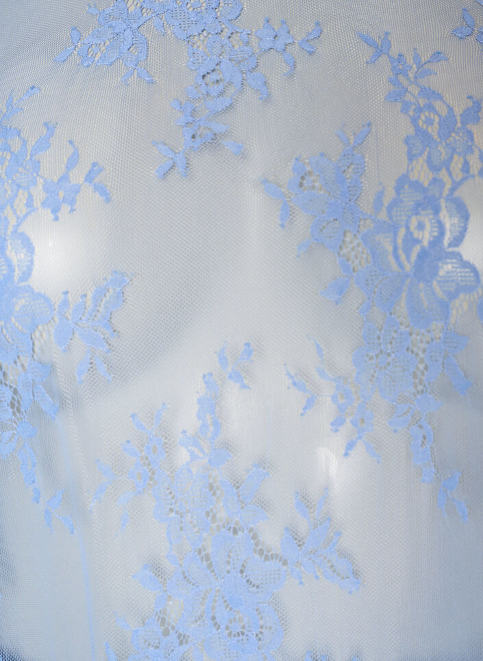 Kanten midi jurk met korte mouwen van doorschijnende kant, Paars, Packshot image number 2