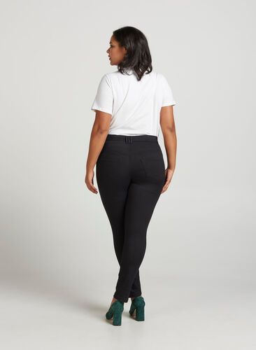 Extra slim fit Amy jeans met hoge taille, Black, Model image number 1