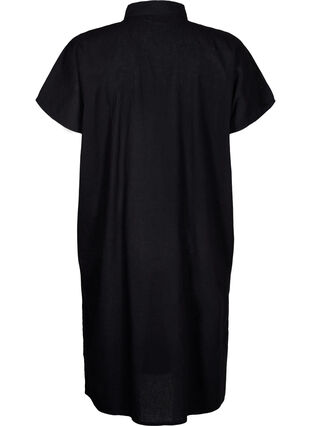 Lang shirt van katoenmix met linnen, Black, Packshot image number 1