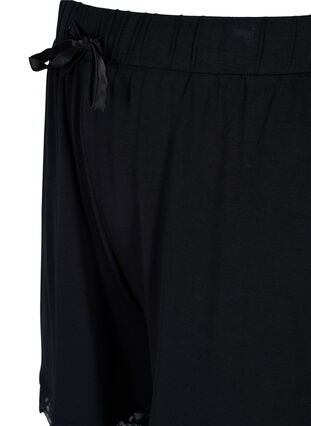 Viscose pyjama short met kanten details, Black, Packshot image number 2
