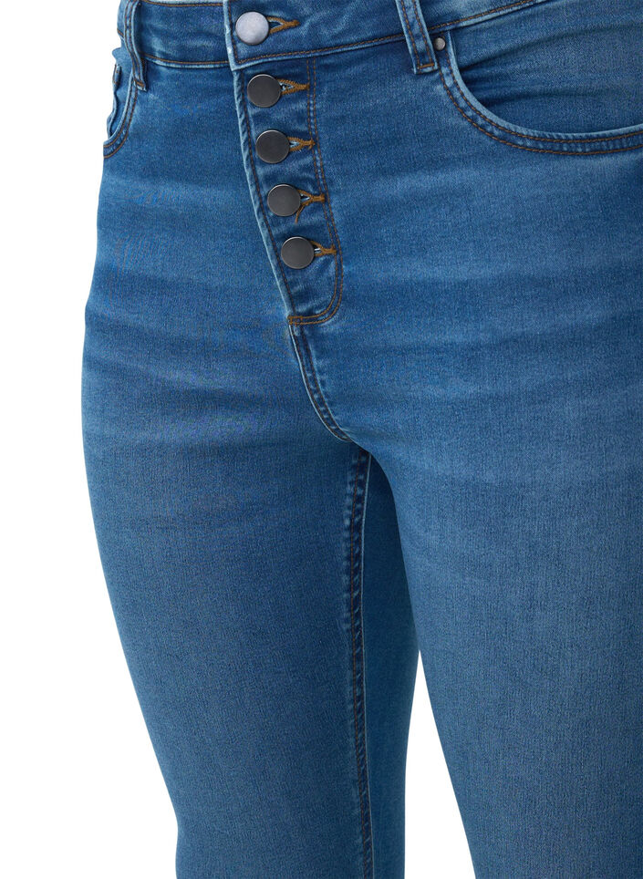 High-waisted Amy jeans met knoopsluiting, Blue Denim, Packshot image number 2