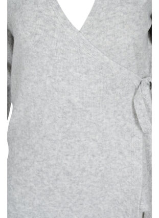 Gemêleerd gebreid vest met wikkel, Light Grey Melange, Packshot image number 2