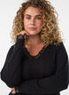 Viscose blouse met kanten afwerking en V-hals, Zwart, Model image number 3