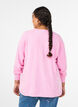 Gebreide blouse met ronde hals en gebreid patroon, Roze, Model image number 2