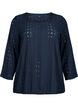 Blouse met anglaise borduurwerk en 7/8 mouwen, Navy Blazer, Packshot image number 0