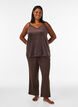 Velour top met kanten rand, Bruin, Model image number 1
