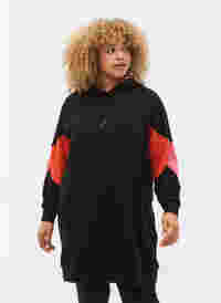 Sweaterjurk met colorblock en zakken, Black, Model