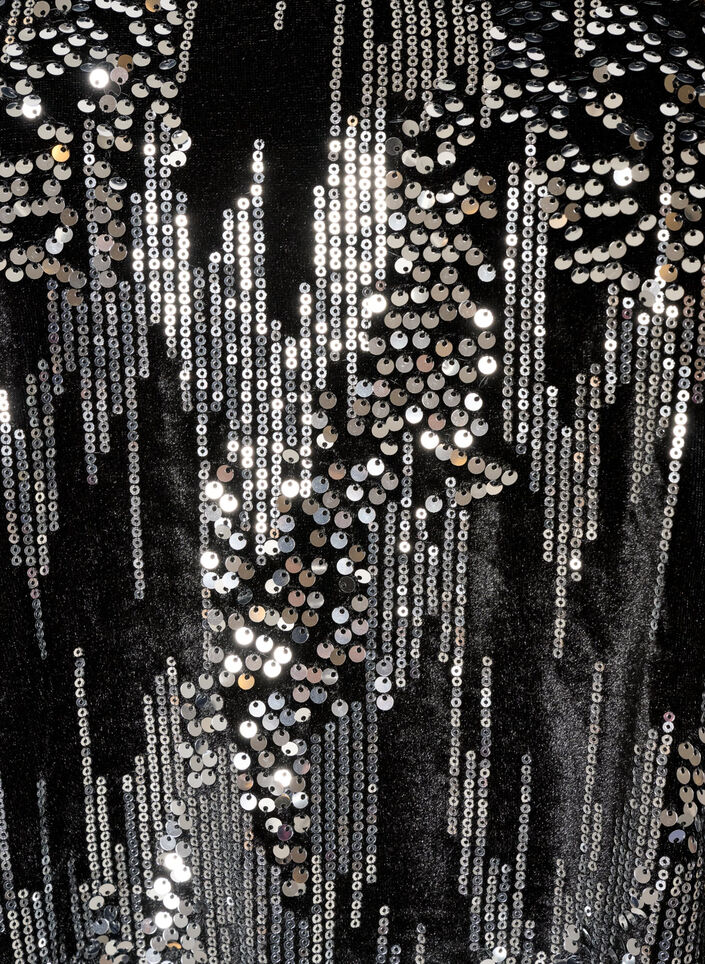 Korte jurk met pailletten en ballonmouwen, Zwart, Packshot image number 2