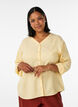 Blouse in linnen en viscose met V-hals, Geel, Model image number 0