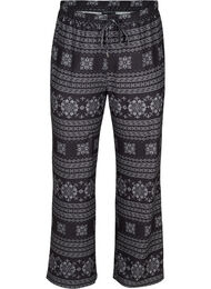 Pyjama broek met patroon en trekkoorden, Black AOP