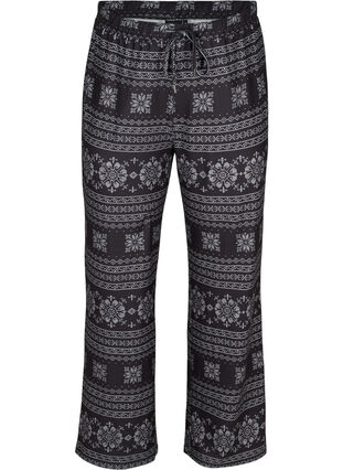 Pyjama broek met patroon en trekkoorden, Black AOP, Packshot image number 0