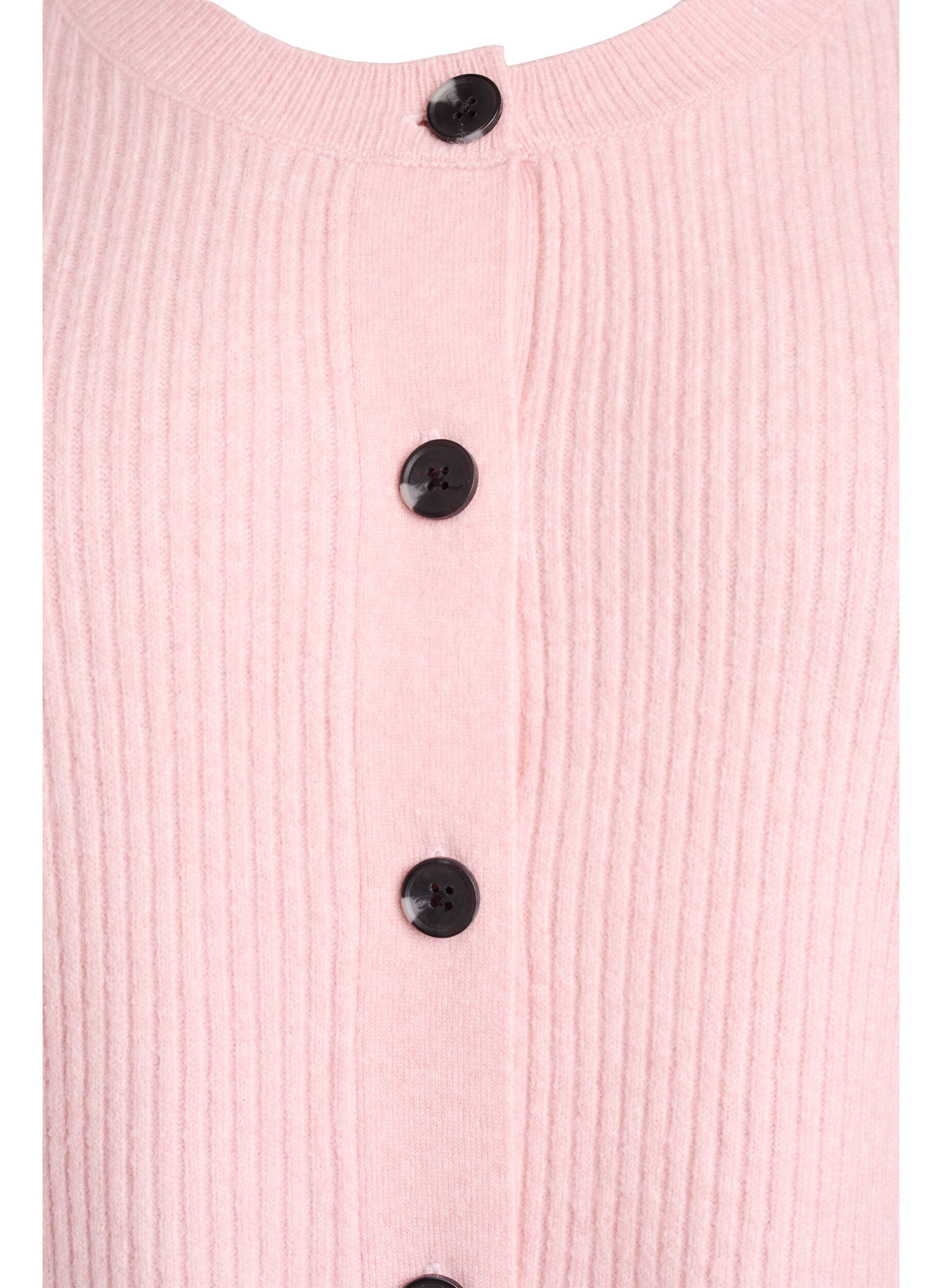 ZizziVest van ribtricot met knopen, Roze, Packshot image number 2