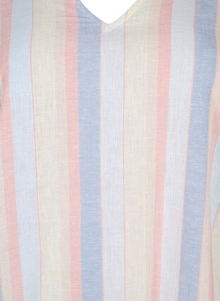 Korte jurk van katoenmix met linnen, Multi Color Stripe, Packshot image number 2