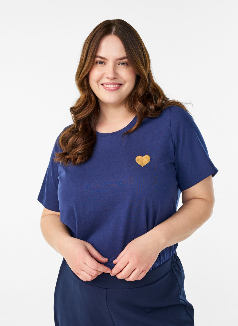 T-shirt met print, Blauw, Model image number 0