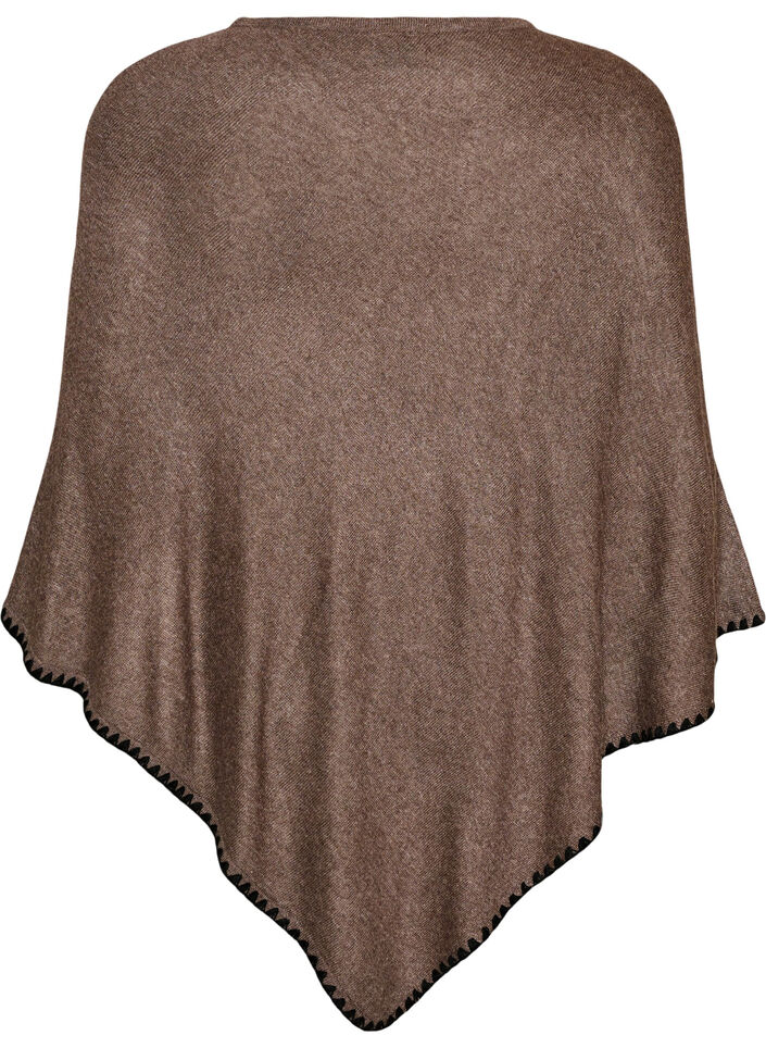 Fijngebreide poncho, Bruin, Packshot image number 1