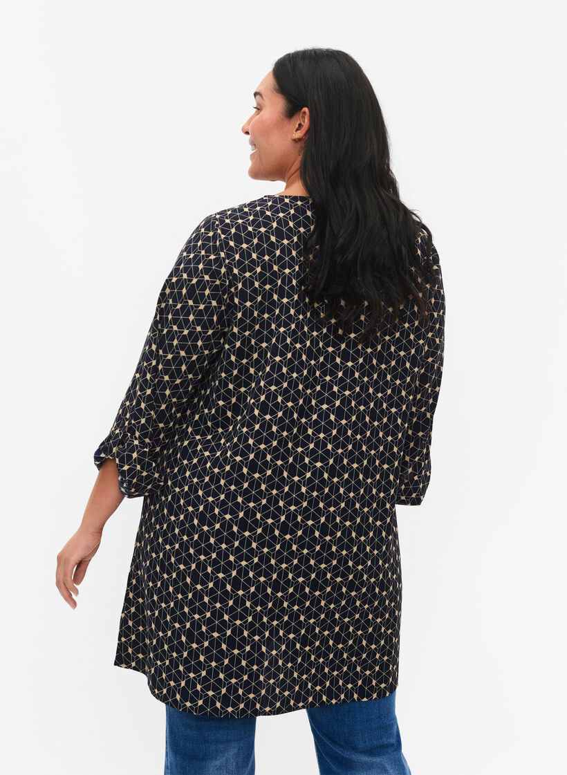 A-lijn tuniek met print, Blue Beige AOP, Model image number 1