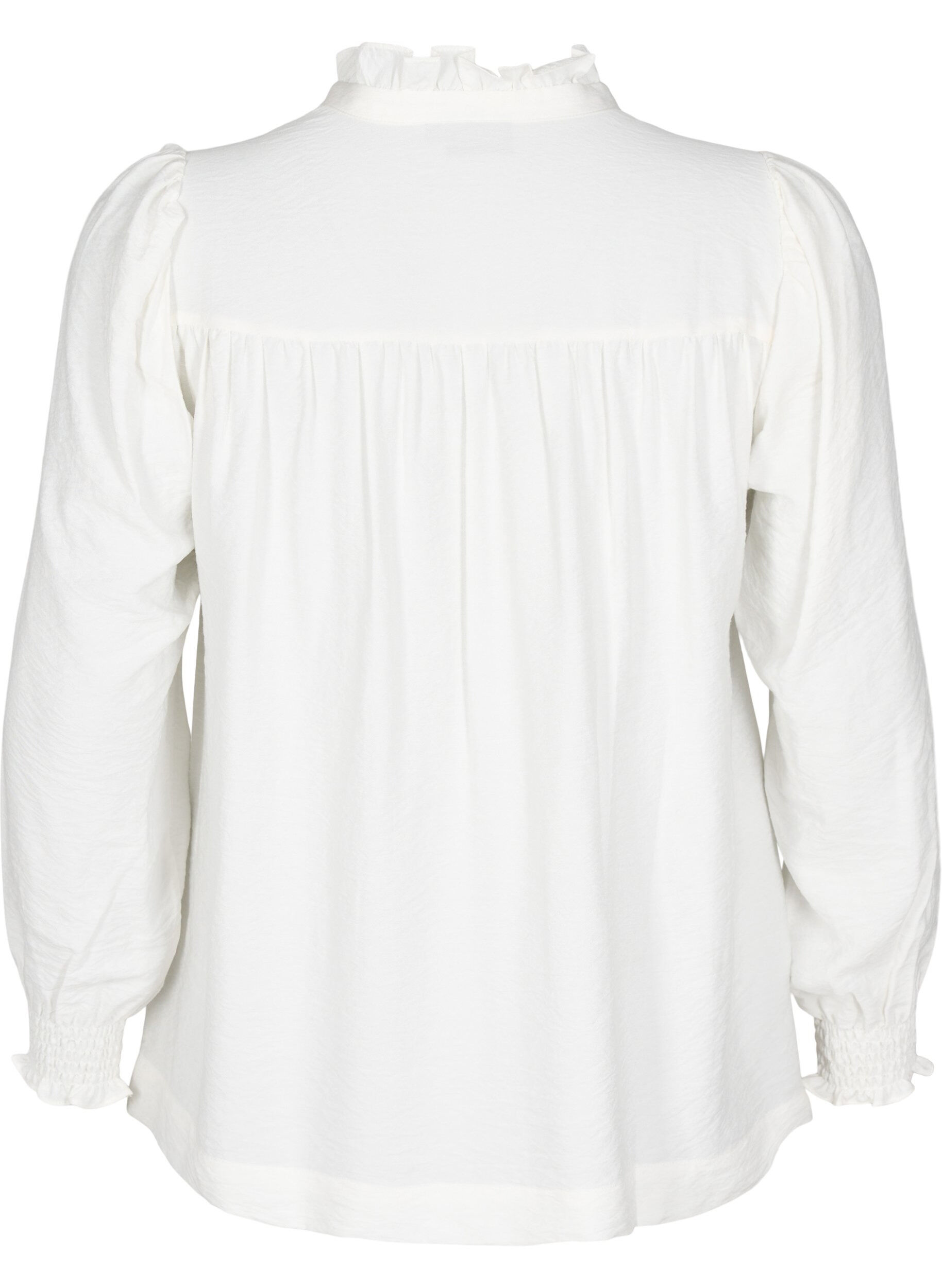 Zizzi Blouse met rucheskraag, Vanille, Packshot image number 1