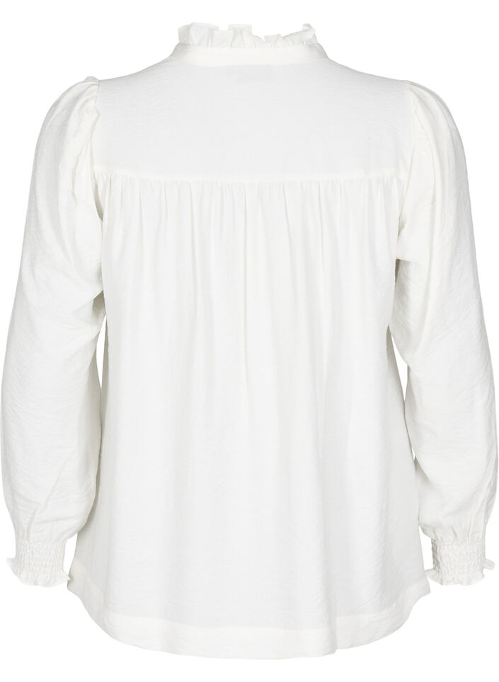 Blouse met rucheskraag, Vanille, Packshot image number 1