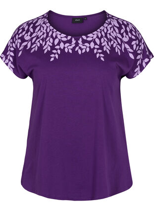 Katoenen t-shirt met print details, Violet Ind Mel Feath, Packshot image number 0