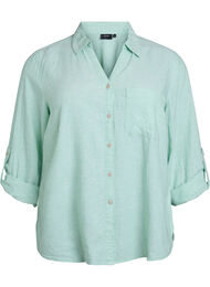 Linnen en viscose shirt met 3/4 mouwen, Groen