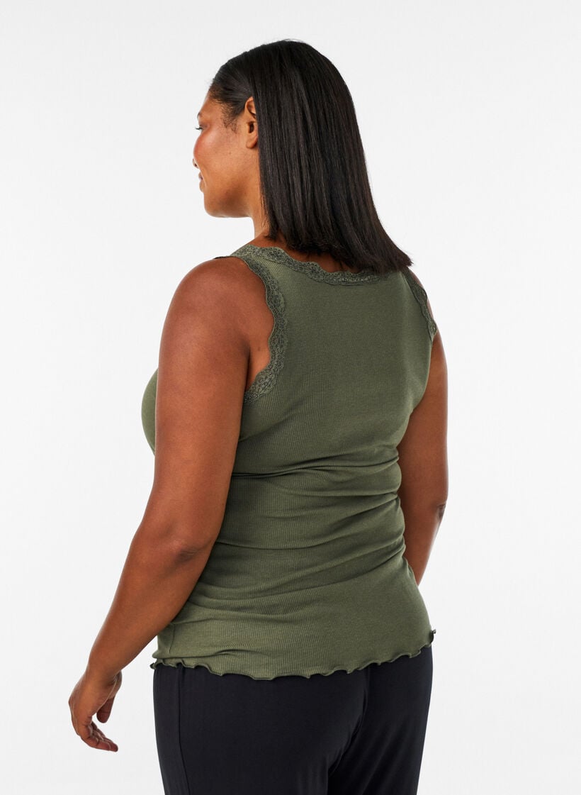 Top met kant, Groen, Model image number 2