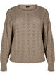 Gebreide blouse met lange mouwen en een opengewerkt patroon, Desert Taupe, Packshot image number 0