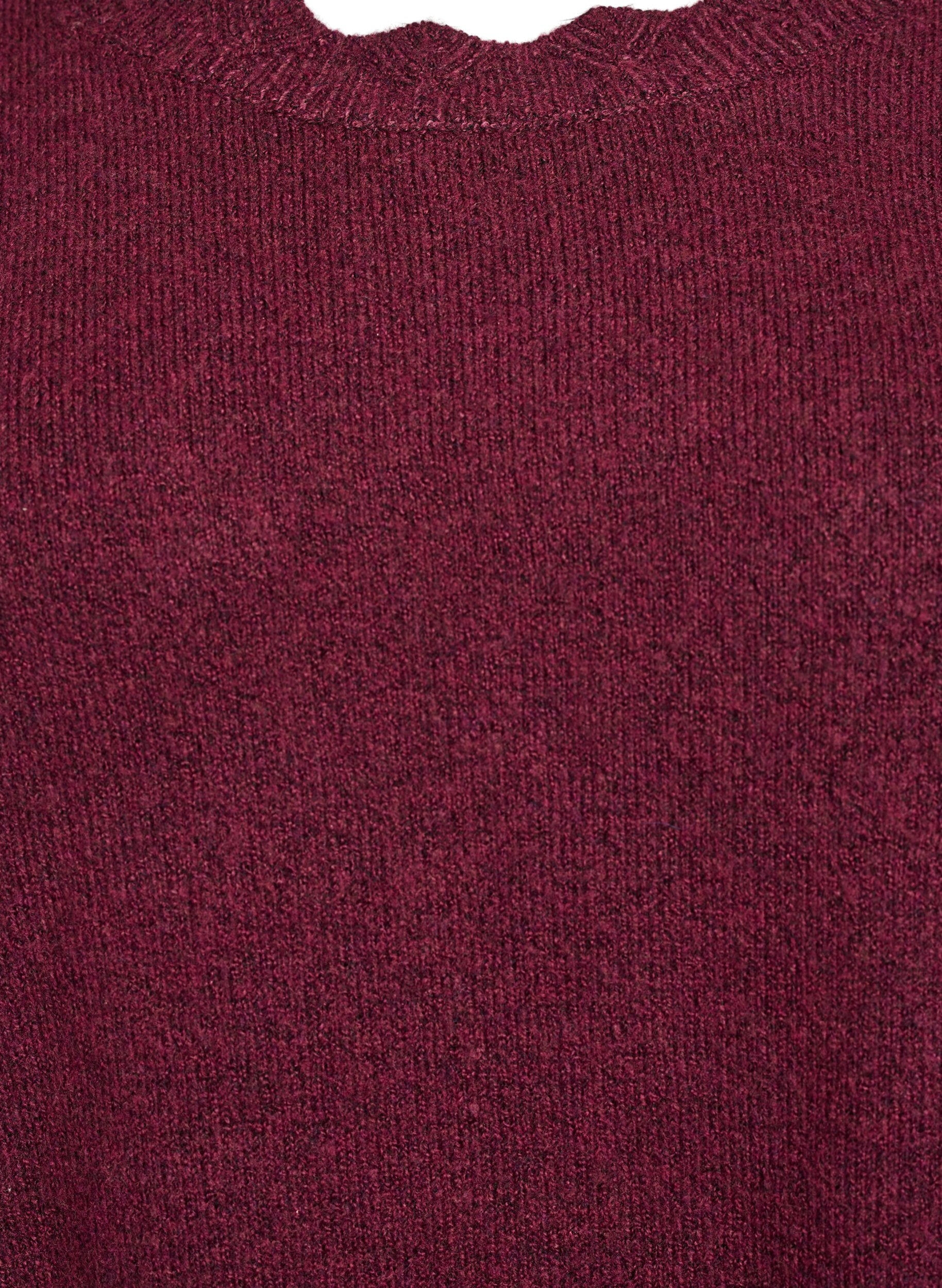 ZizziGebreide blouse met golvende randen, Donker Bordeaux, Packshot image number 2
