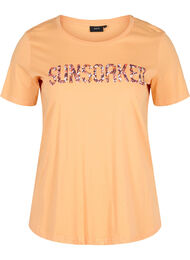 Katoenen t-shirt met print, Apricot Nectar SUN