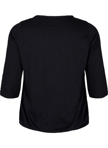 Katoenen blouse met 3/4 mouwen, Black, Packshot image number 1