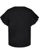 T-shirt van biologisch katoen met ruches mouwen, Zwart, Packshot image number 1