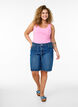 Solide kleur basis top in katoen, Roze, Model image number 1