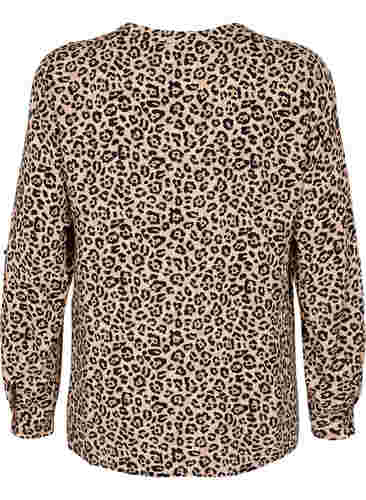 Viscose blouse met lange mouwen in dierenprint, Leo AOP, Packshot image number 1